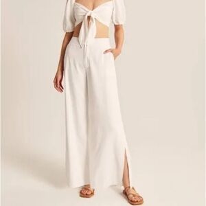 NWT Abercrombie Resort Linen-blend Wide Leg Pants (short)